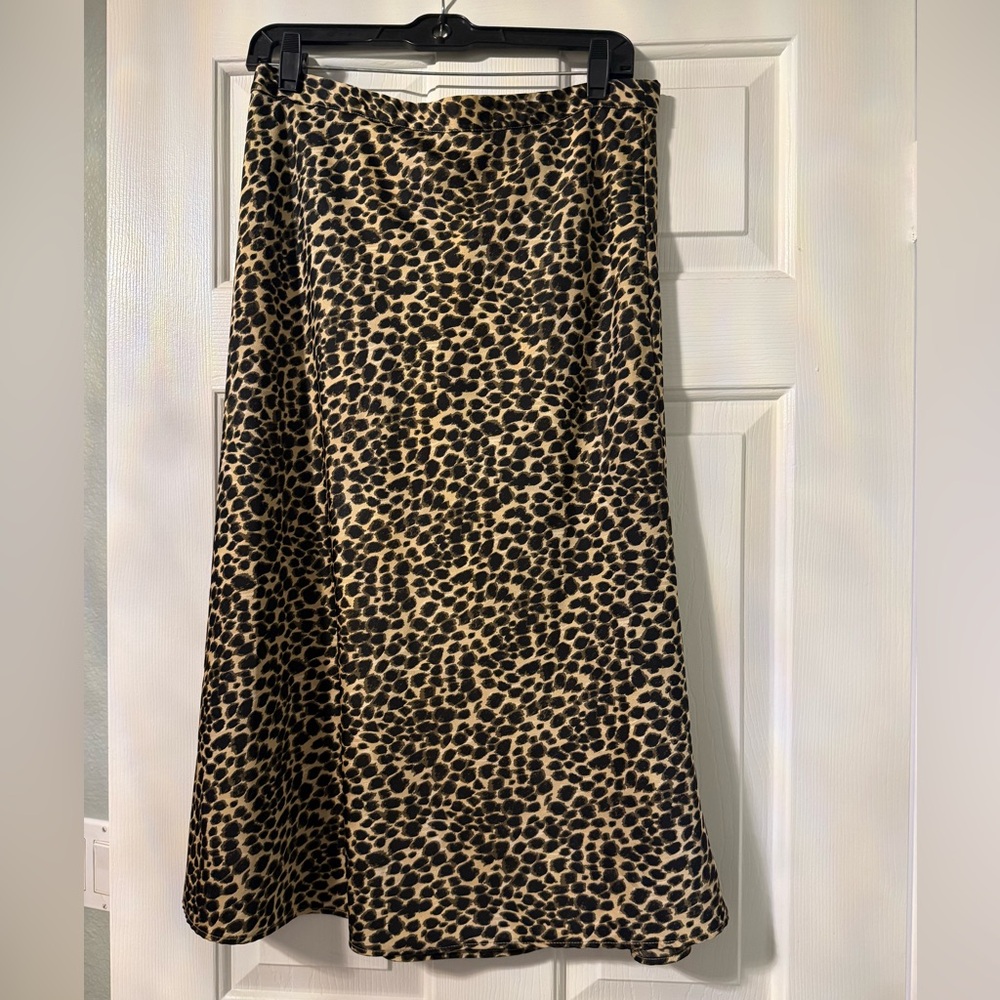 J. Crew Leopard Print A-Line Skirt in Black and Tan
